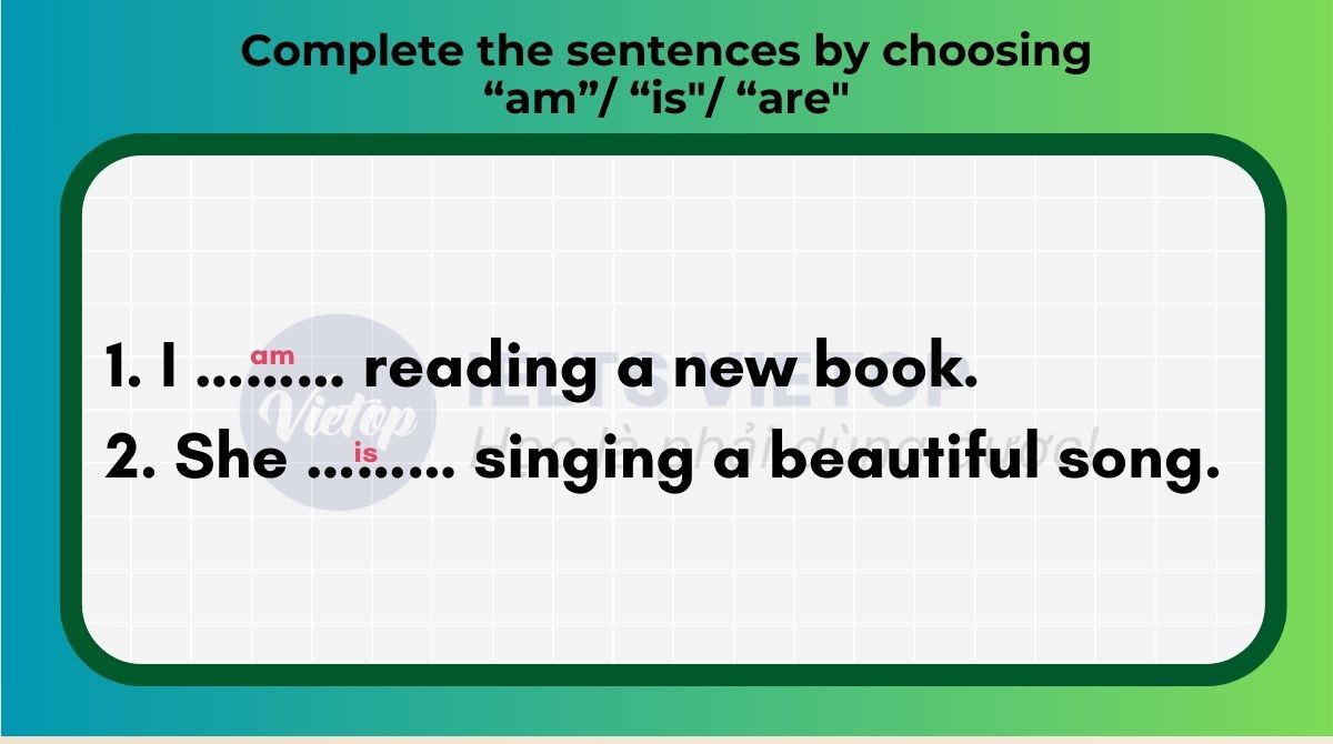 Complete the sentences by choosing am is are
