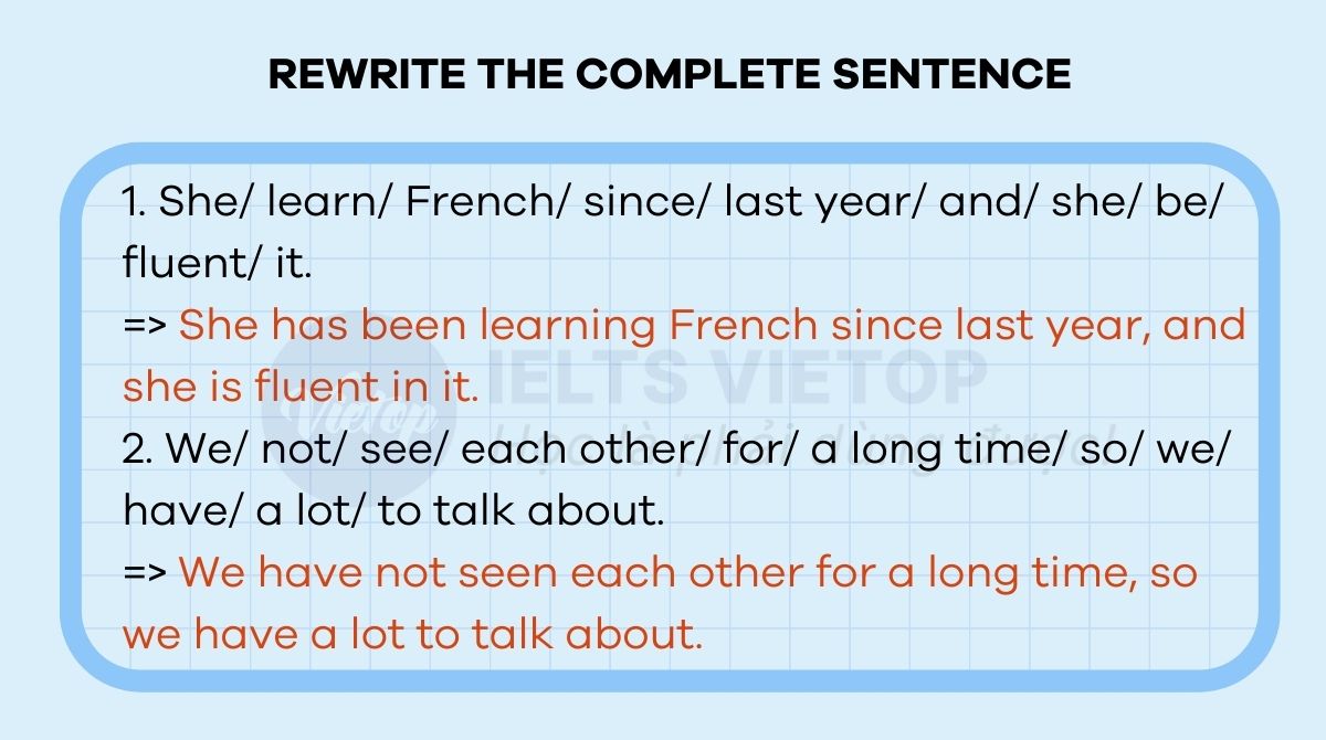 Rewrite the complete sentence