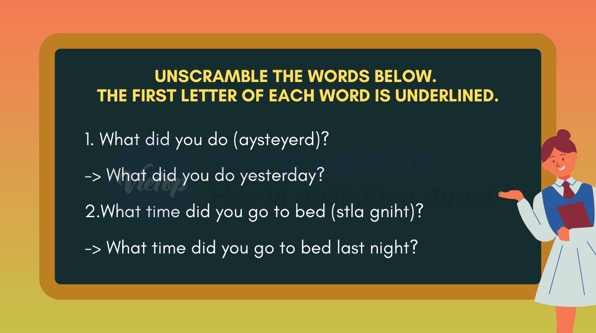 Unscramble the words below. The first letter of each word is underlined