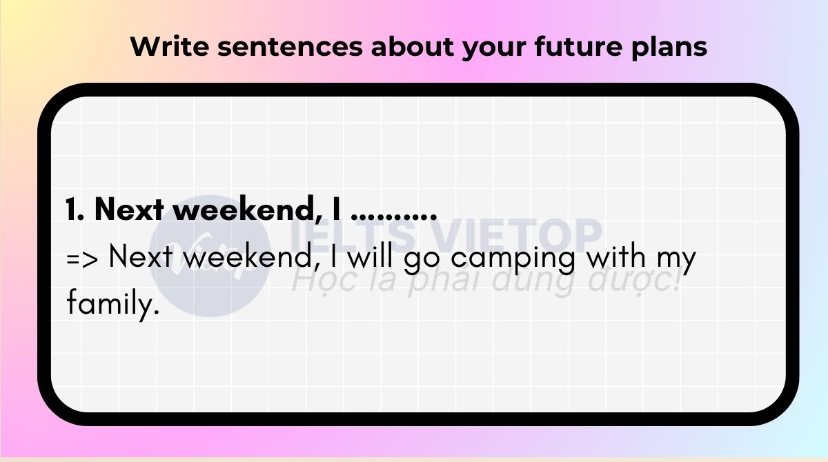 Write sentences about your future plans