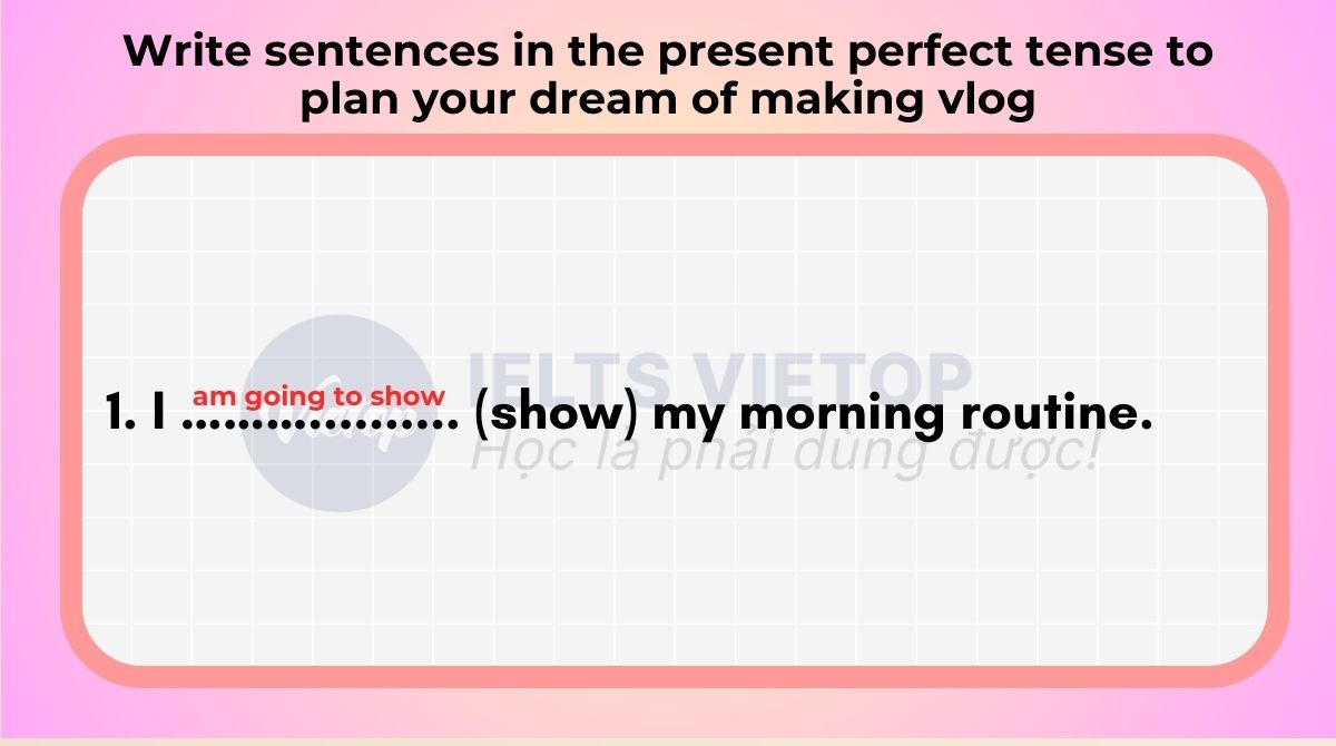 Write sentences in the present perfect tense to plan your dream of making vlog 1