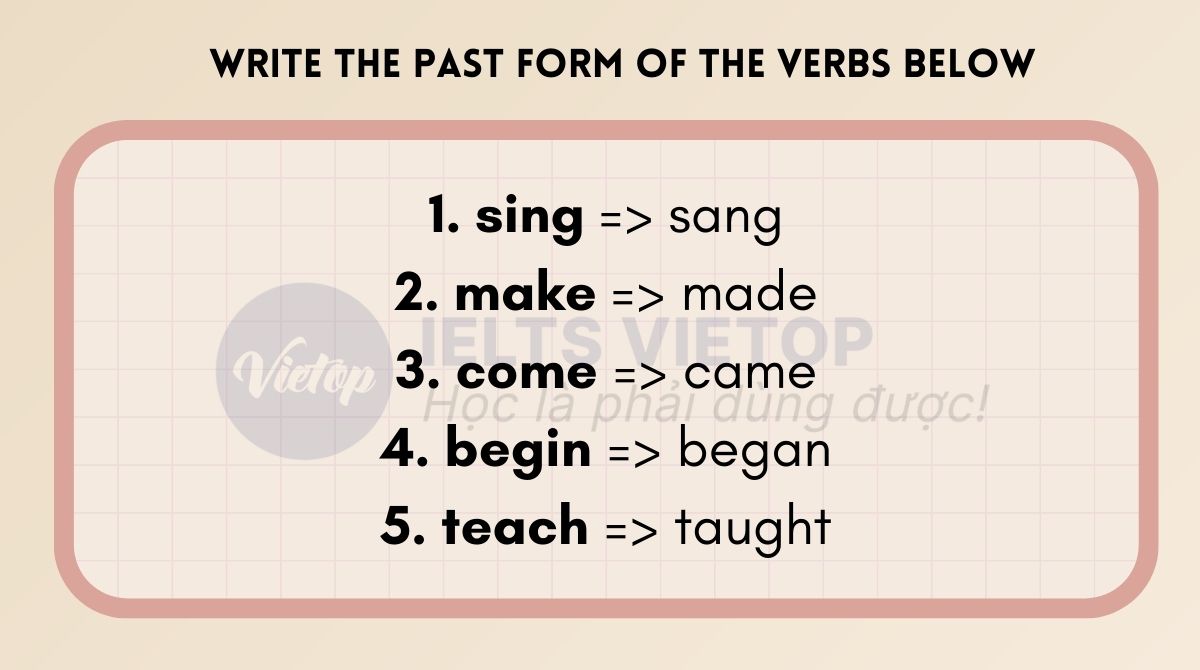 Write the past form of the verbs below