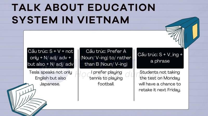 Cấu trúc sử dụng cho chủ đề talk about education system in Vietnam
