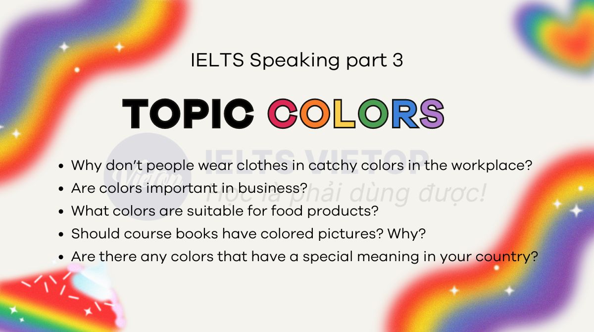 Topic colors - Bài mẫu IELTS Speaking part 3