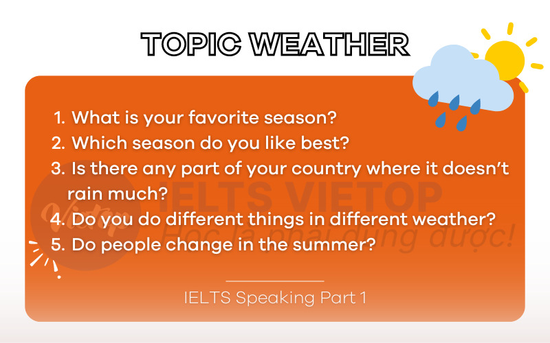 Bài mẫu topic Weather – IELTS Speaking part 1