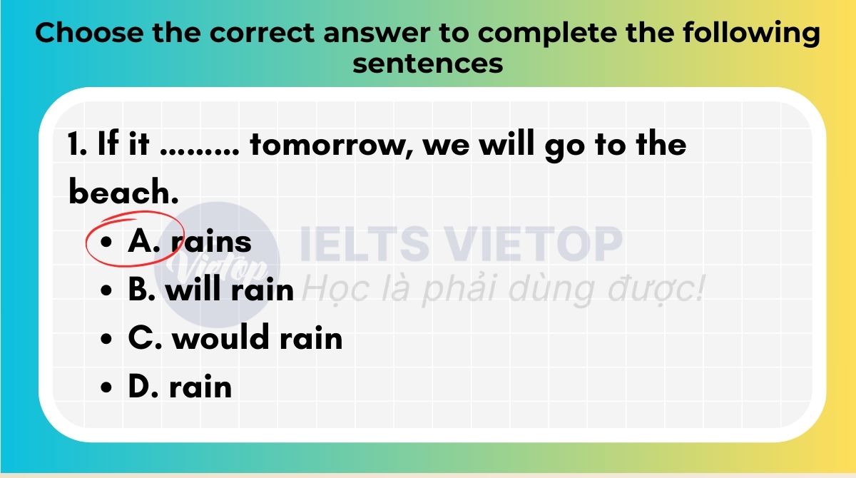 Choose the correct answer to complete the following sentences 2