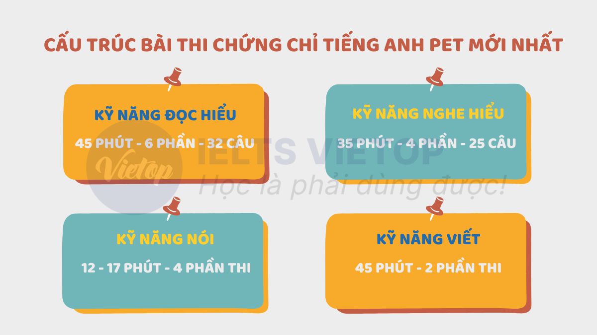 Chi tiết cấu trúc bài thi bằng chứng chỉ PET mới nhất 