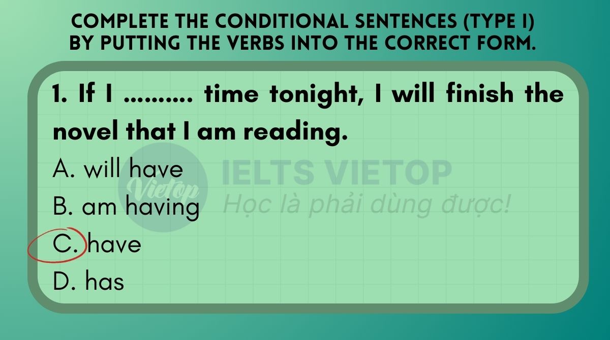 Complete the conditional sentences type 1