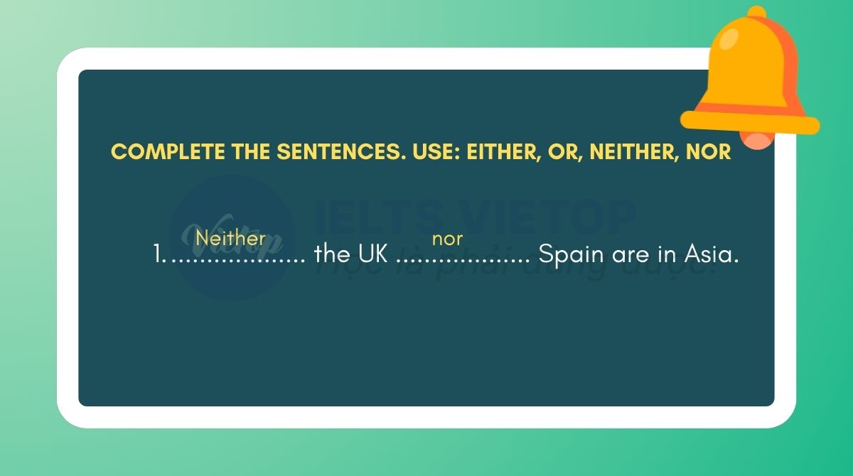 Complete the sentences by using either or neither nor