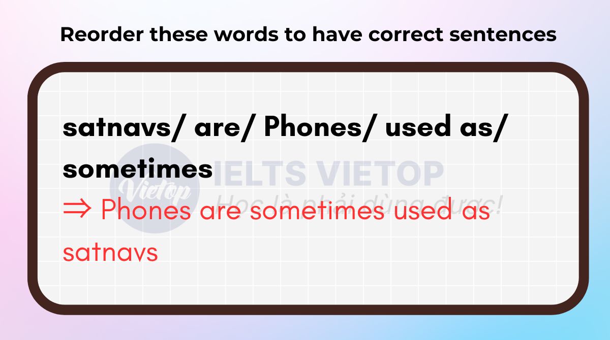 Reorder these words to have correct sentences