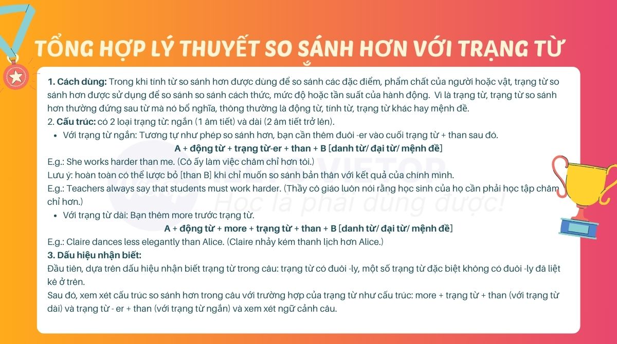 Tổng hợp lý thuyết so sánh hơn với trạng từ