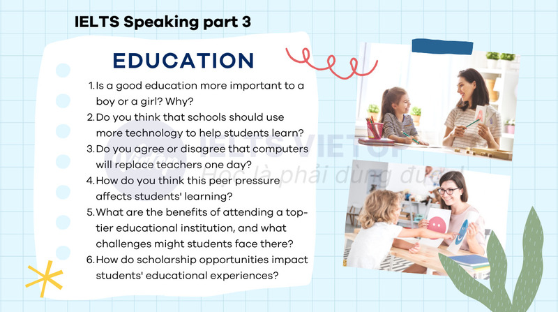 Bài mẫu topic education – IELTS Speaking part 3