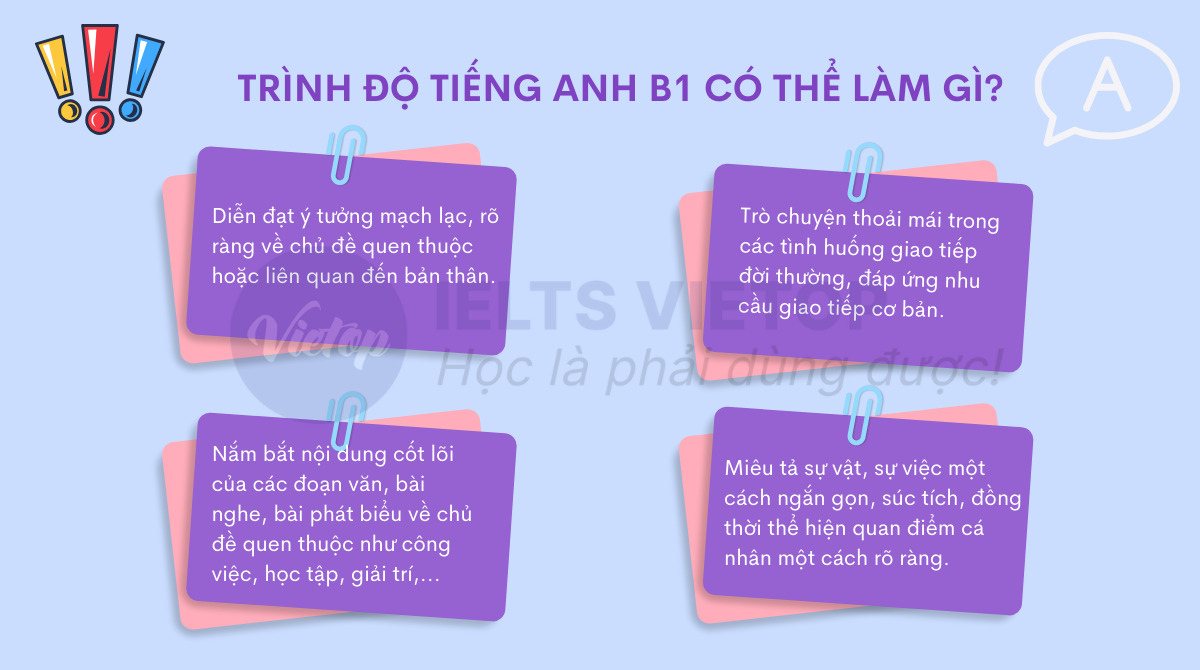 Trình độ tiếng Anh B1 có thể làm gì