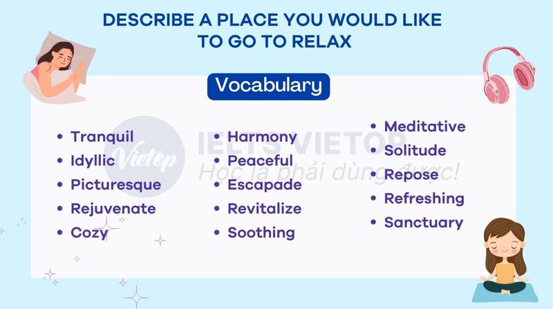 Từ vựng describe a place you would like to go to relax