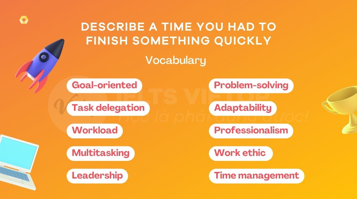 Từ vựng describe a time you had to finish something quickly