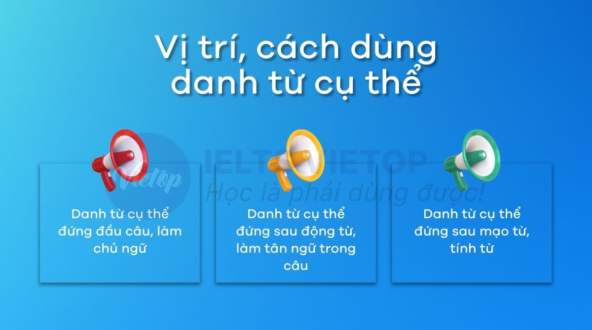 Vị trí và cách dùng danh từ cụ thể