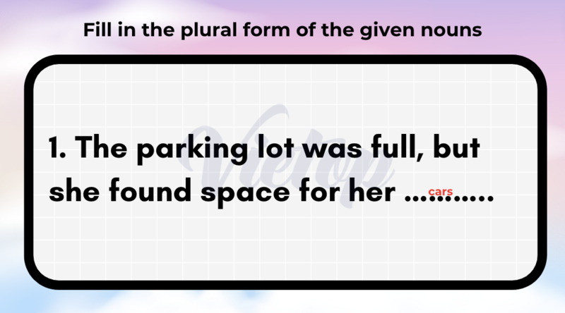 Fill in the plural form of the given nouns