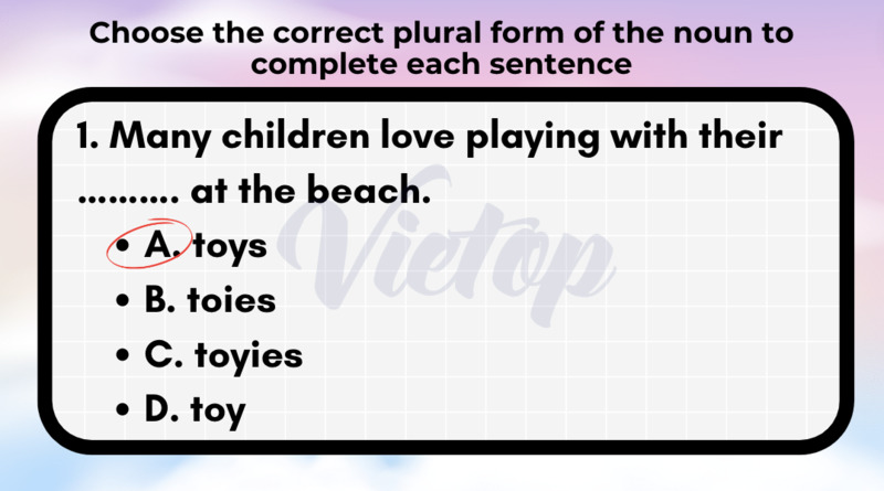 Choose the correct plural form of the noun to complete each sentence