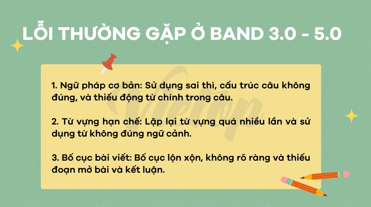 Các lỗi ngữ pháp thường gặp trong IELTS Writing band 3.0 - 5.0