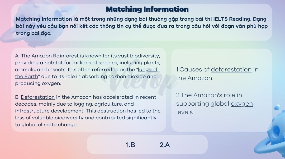 Matching information trong IELTS Reading